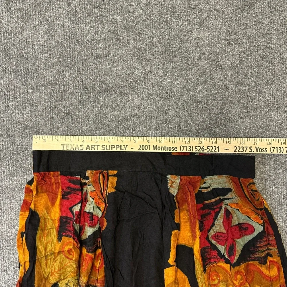 Unbranded Skirt Womens Size M Black Orange Abstract Art Print Flowy Maxi Skirt